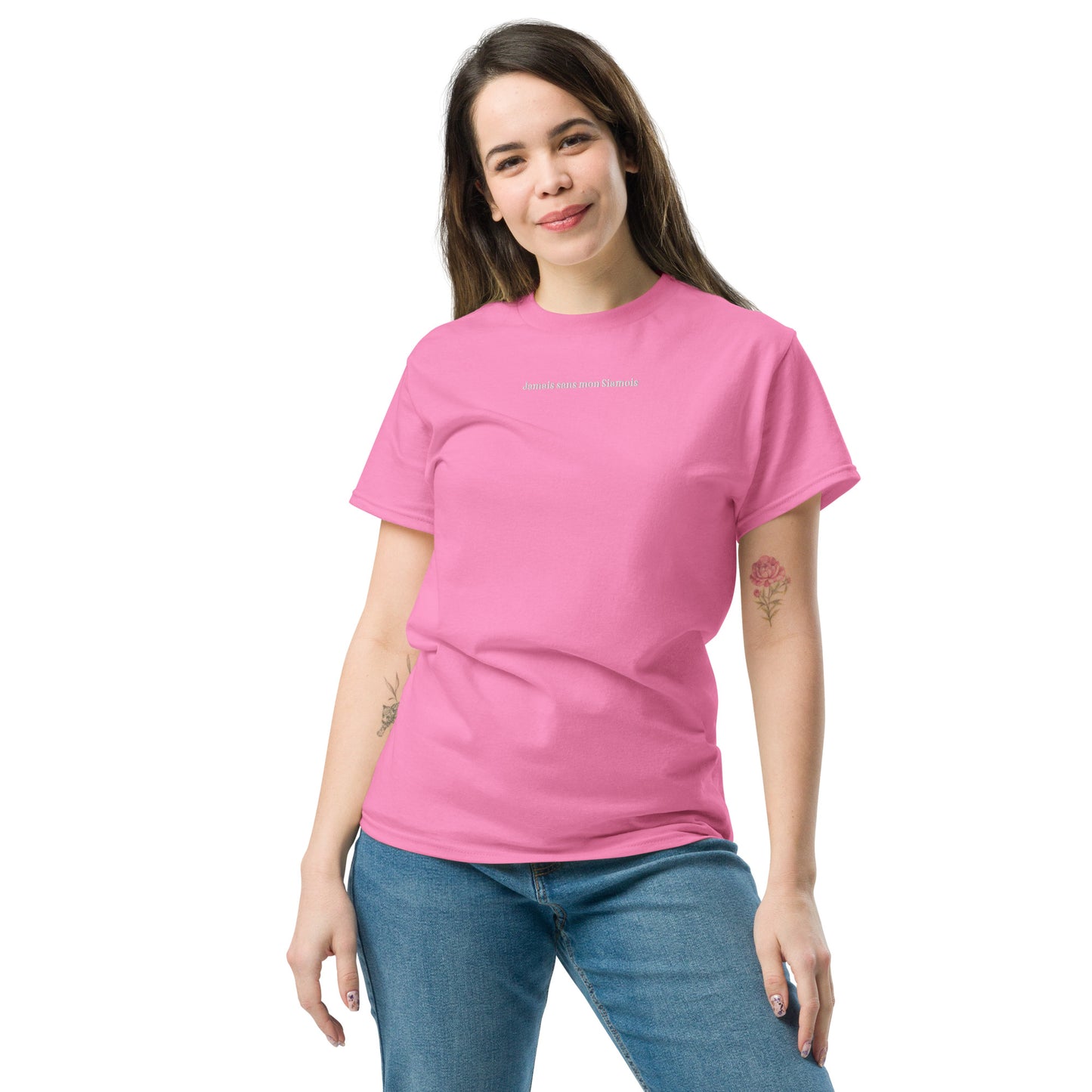 T-shirt Femme brodé Jamais sans mon Siamois