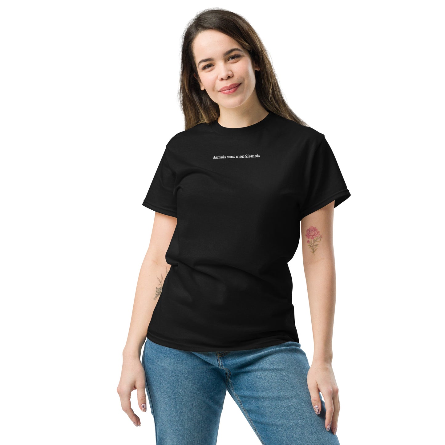 T-shirt Femme brodé Jamais sans mon Siamois