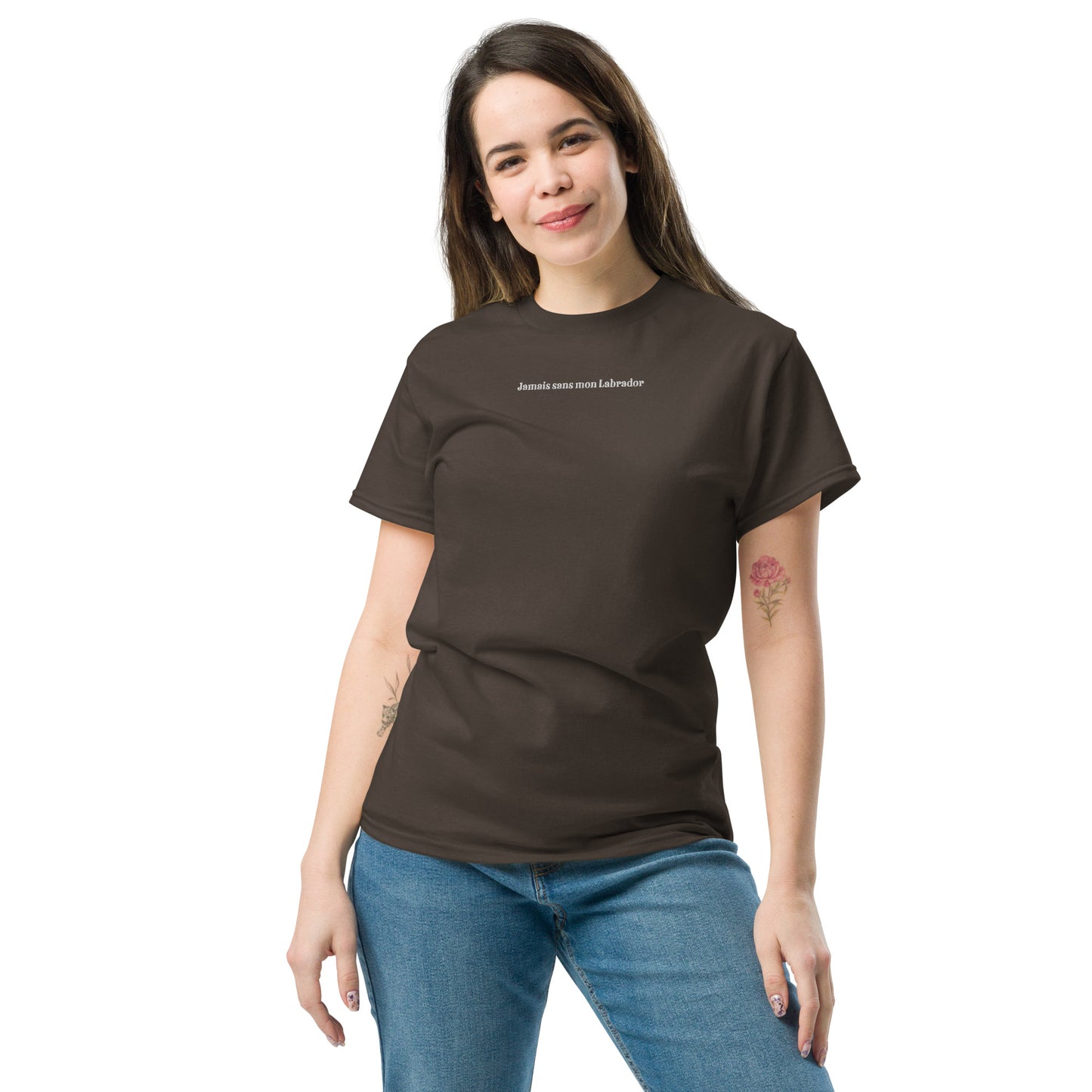 T-shirt Femme brodé Jamais sans mon Labrador