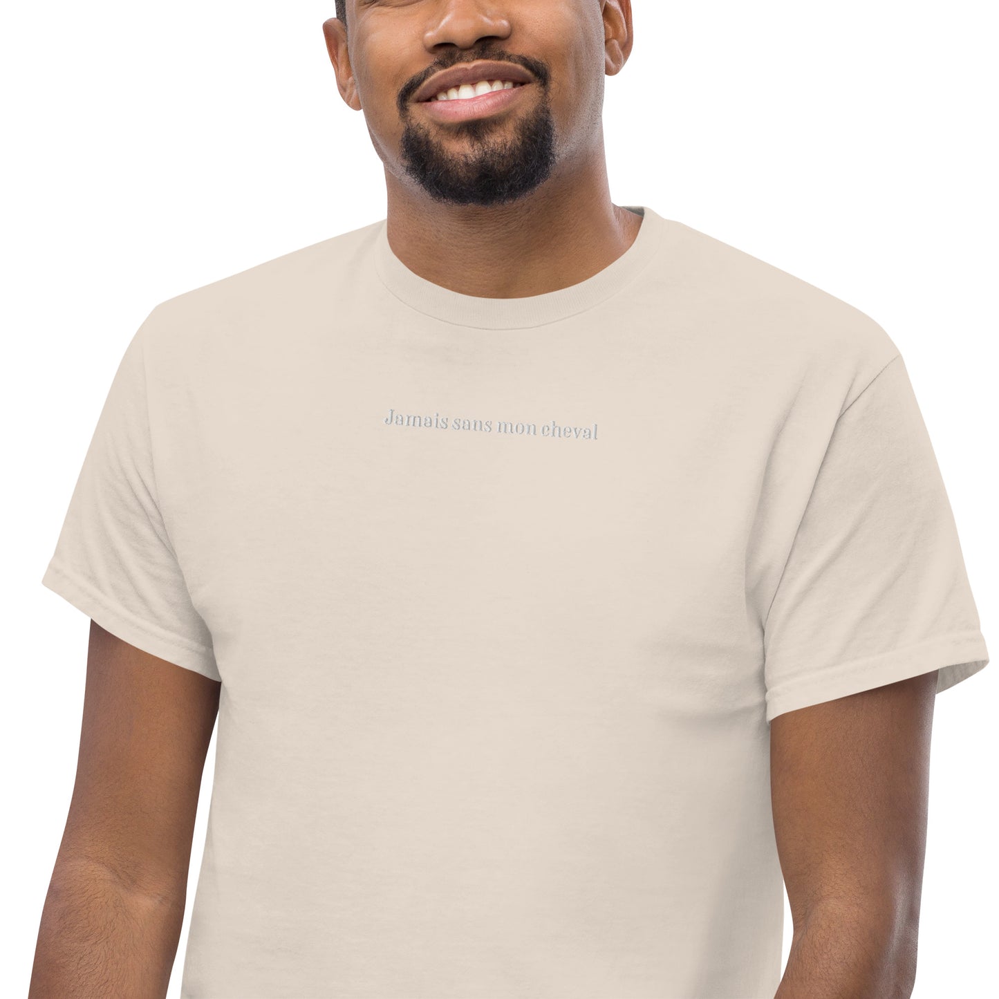 T-shirt Homme brodé Jamais sans mon Cheval