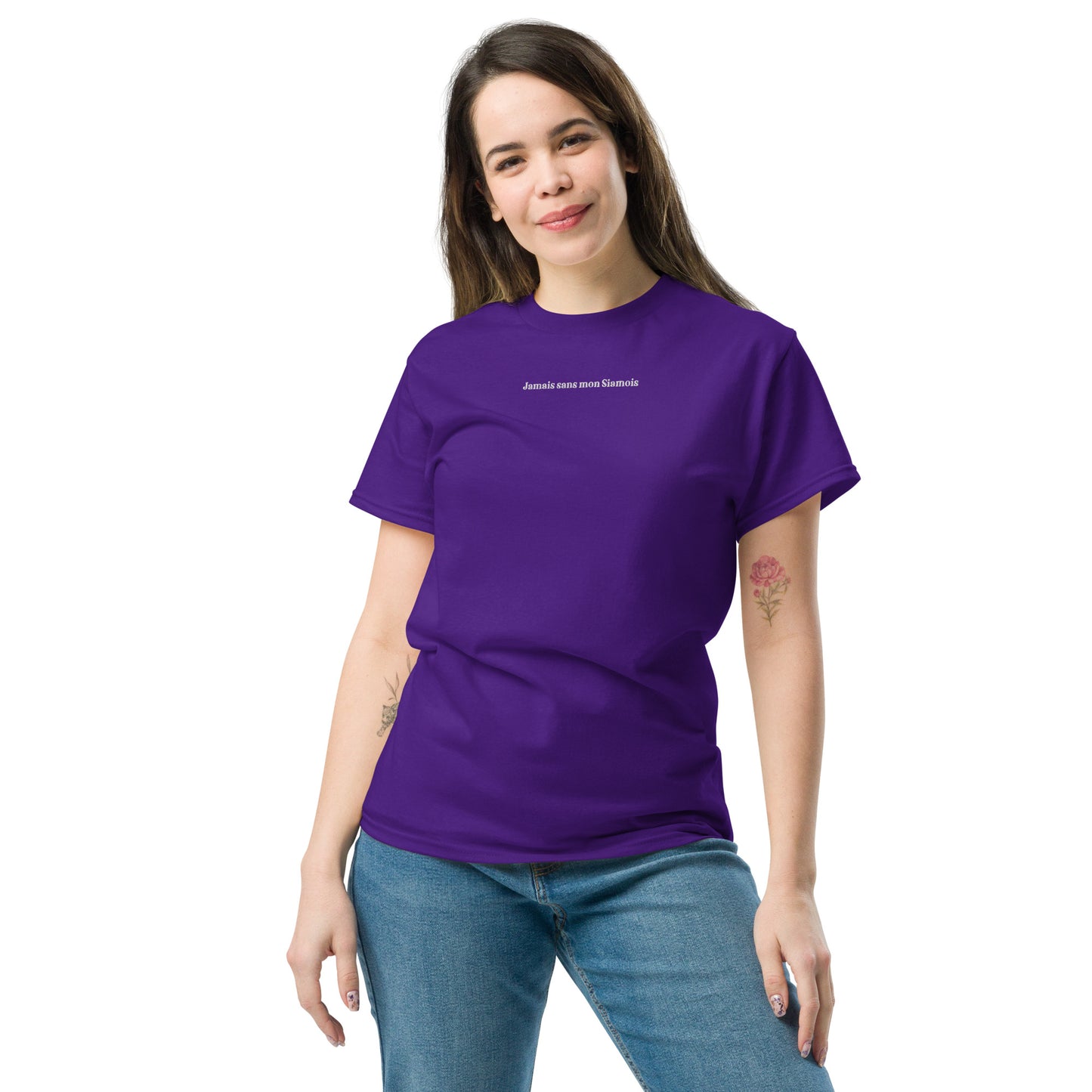 T-shirt Femme brodé Jamais sans mon Siamois