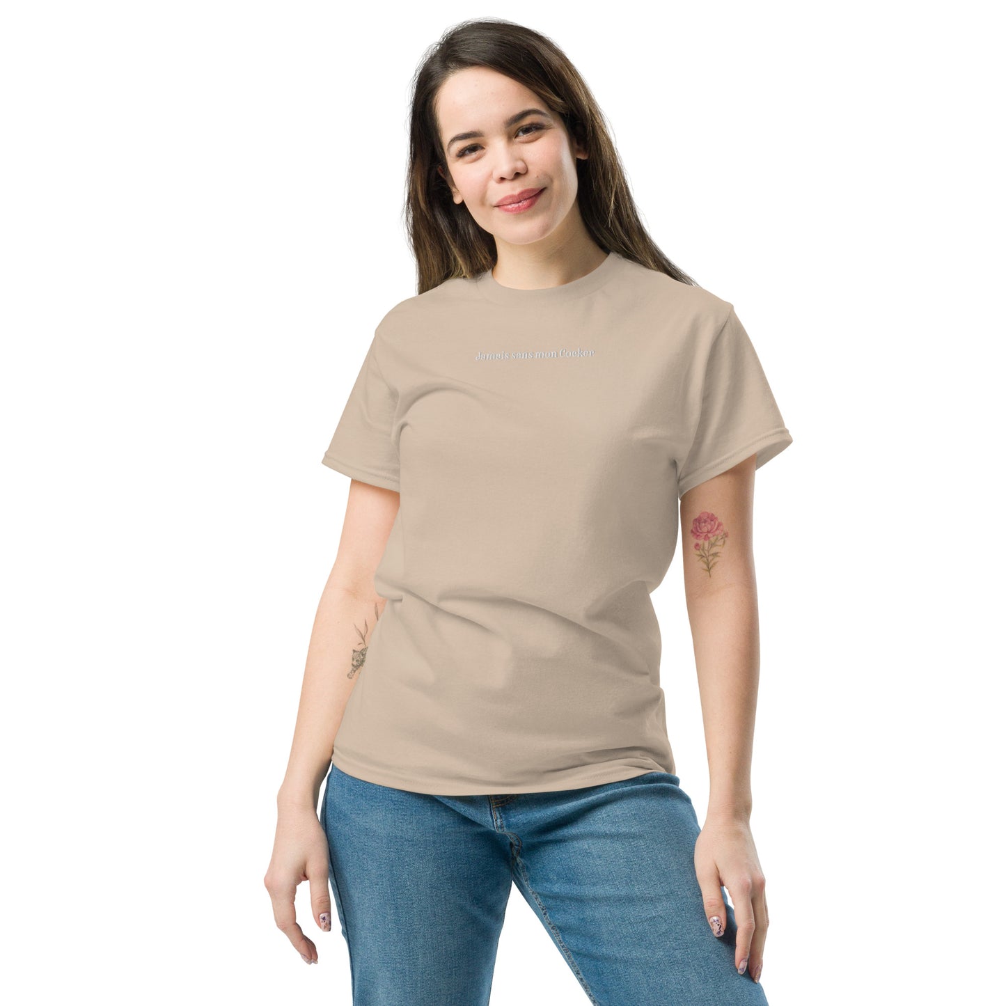 T-shirt Femme brodé Jamais sans mon Cocker