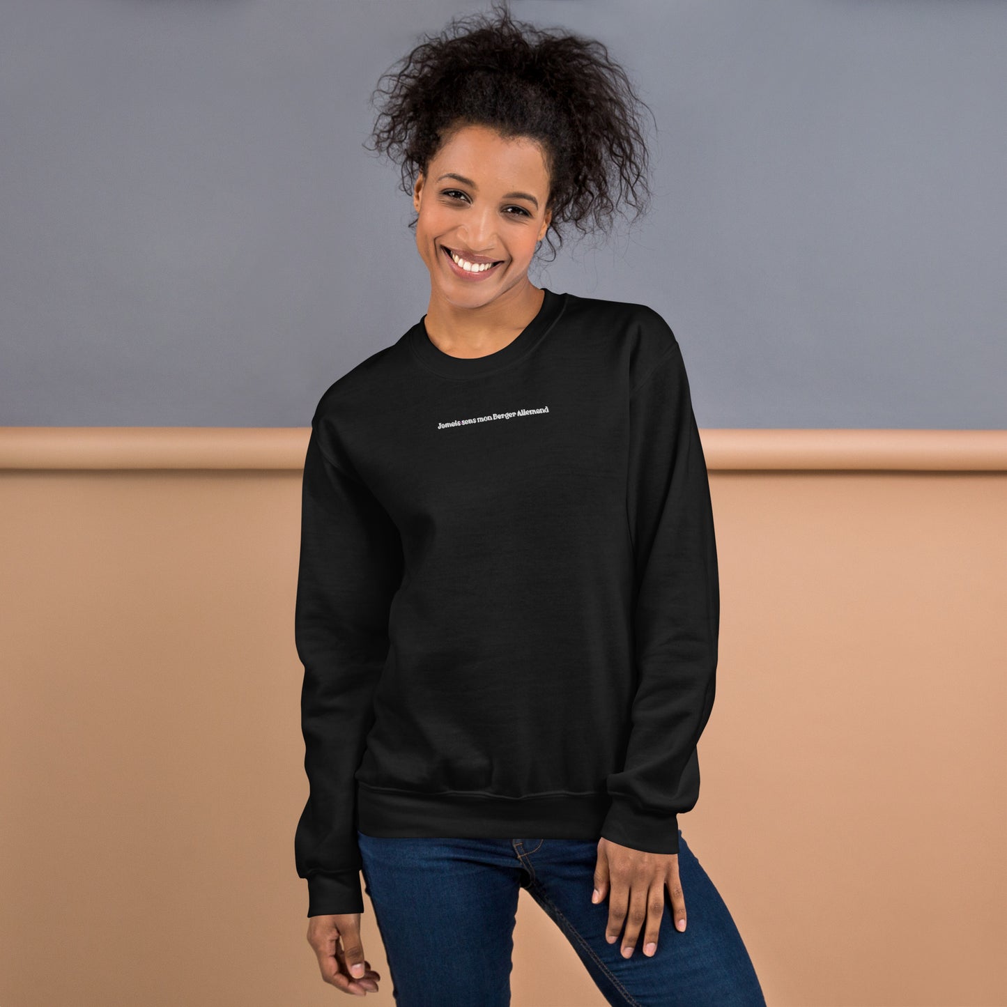 Sweat à Col Rond Femme brodé Jamais sans mon Berger Allemand