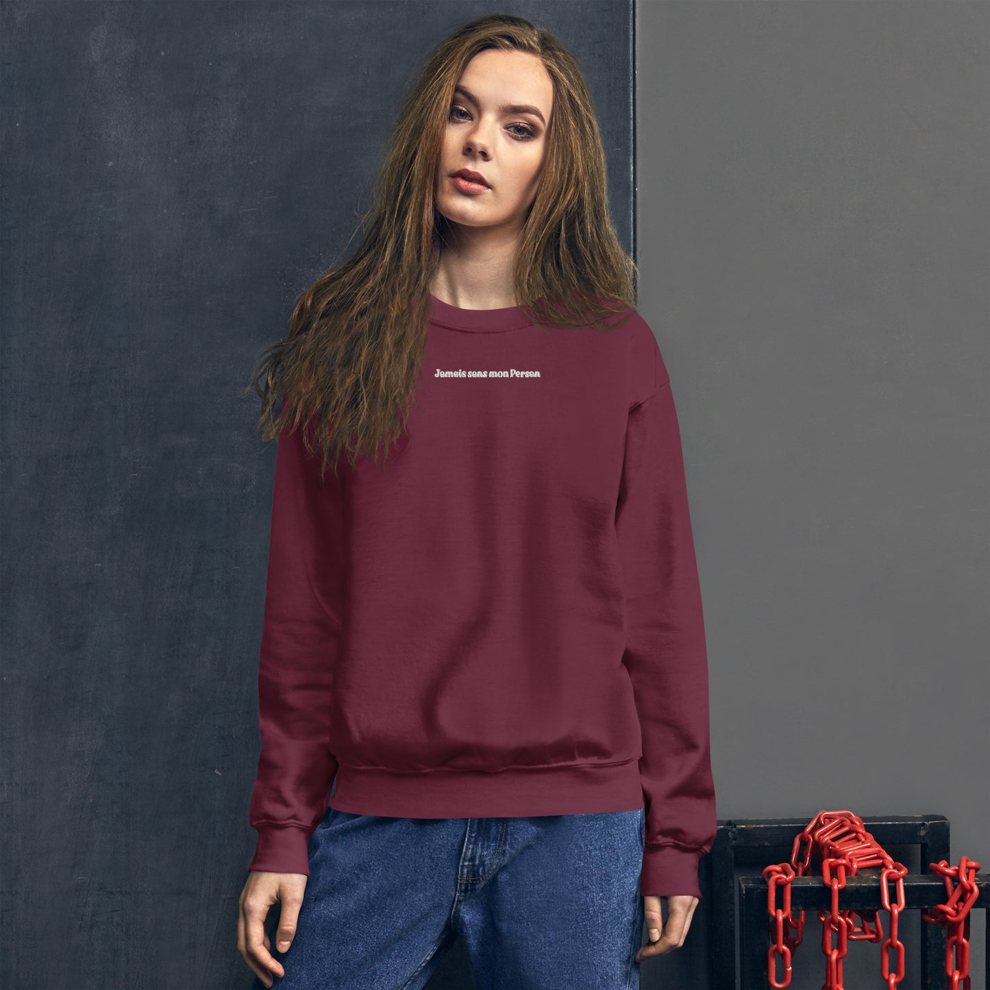 Sweat à Col Rond Femme brodé Jamais sans mon Persan