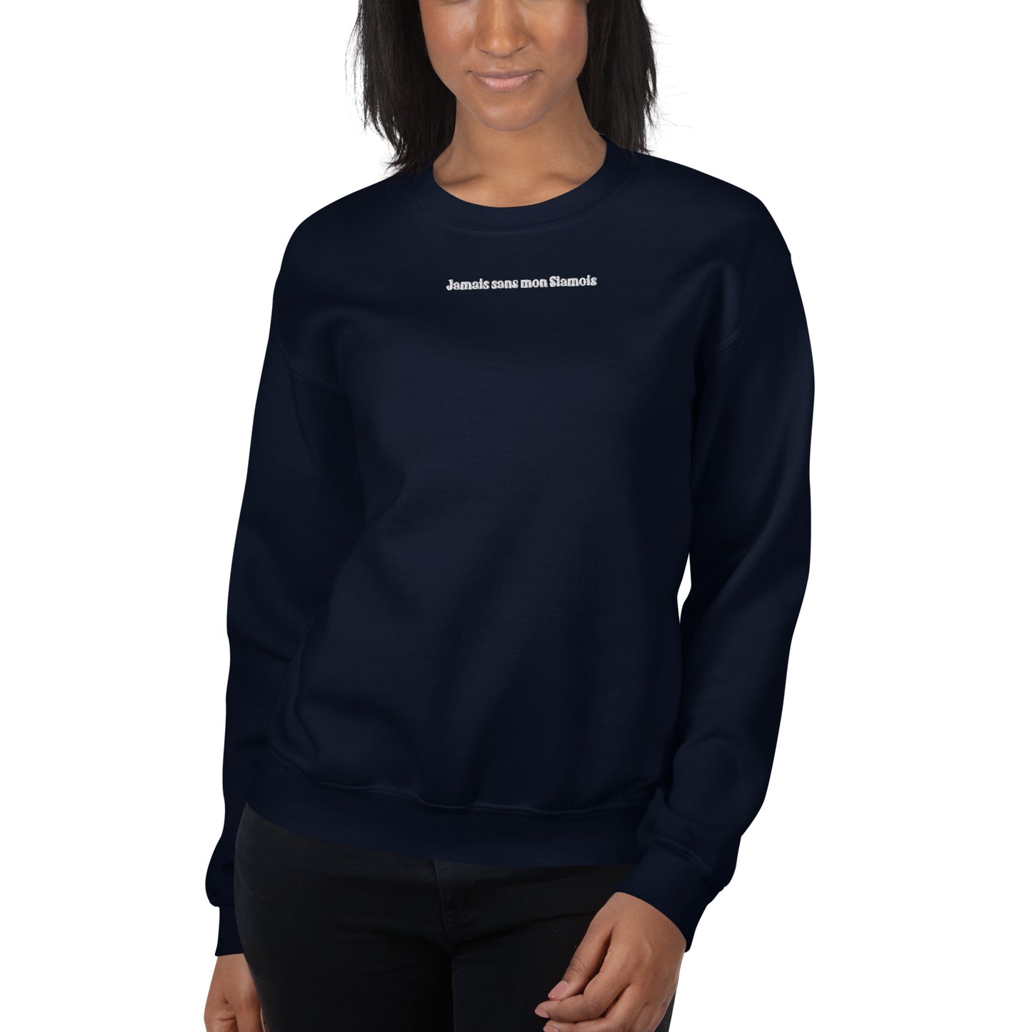 Sweat à Col Rond Femme brodé Jamais sans mon Siamois