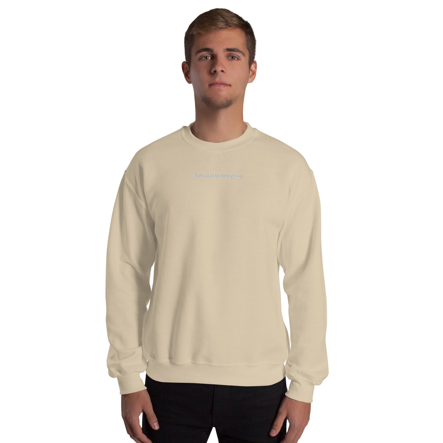 Sweat à Col Rond Homme brodé Jamais sans mon Poney