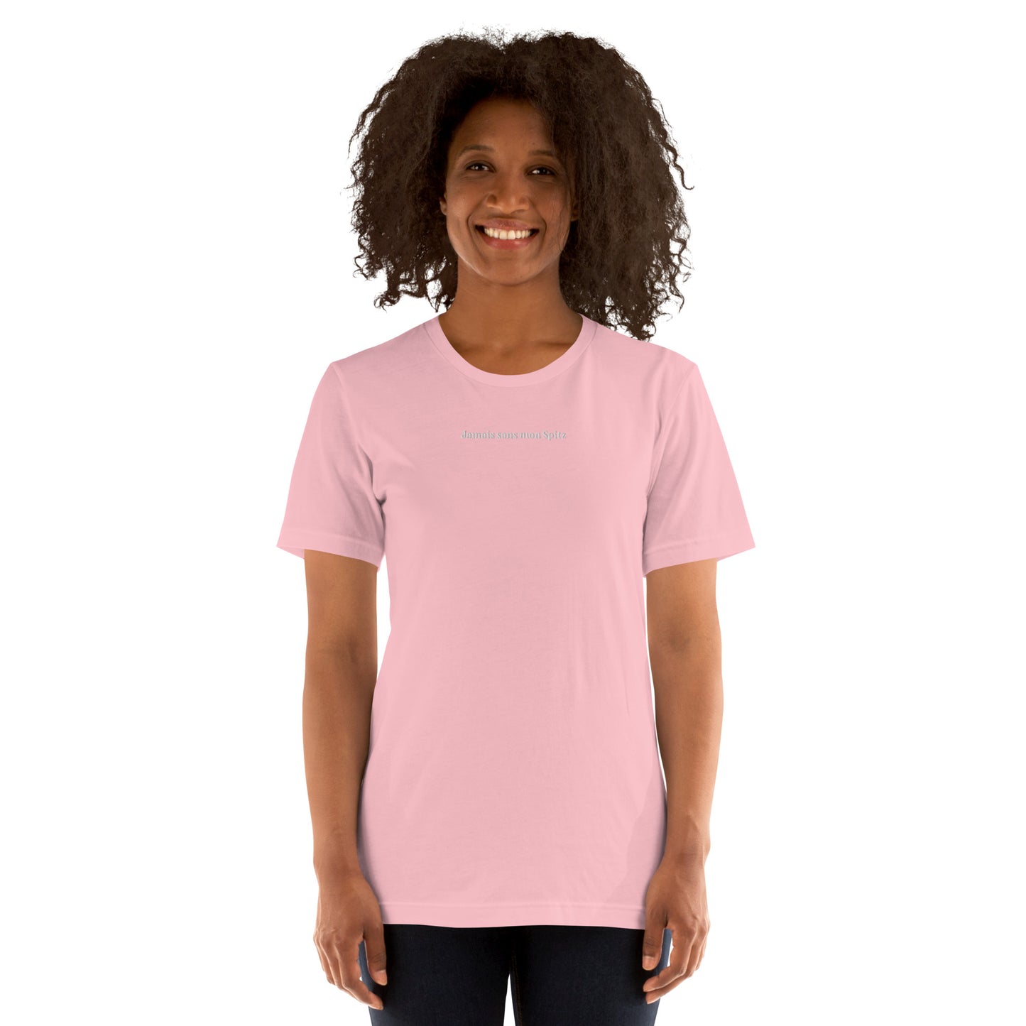 T-shirt Femme brodé Jamais sans mon Spitz